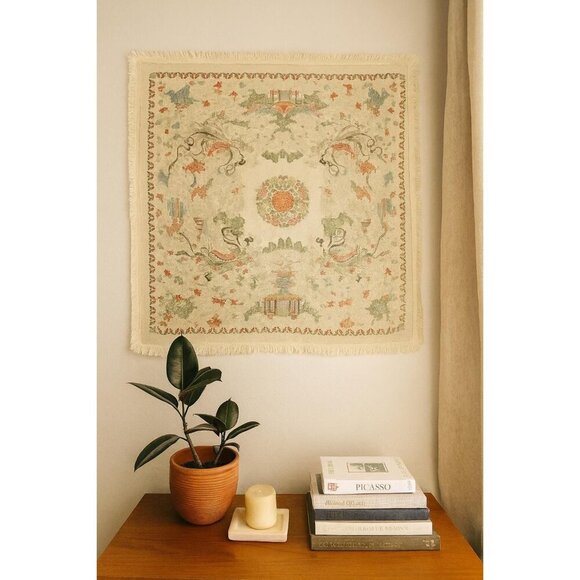 Asian Brocade Wall Art – Framed Brocade Textile in Silk Blend, Panel for Home De - Picture 1 of 9